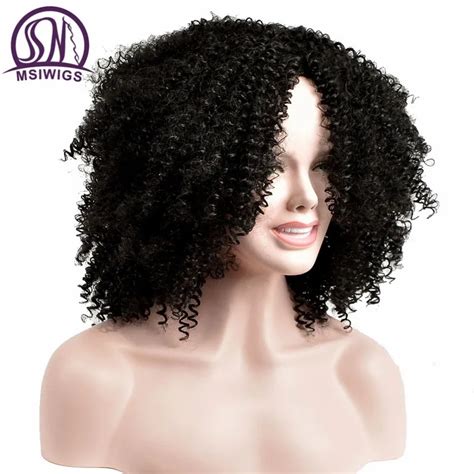 Msiwigs Full Neat Curly Synthetic Wigs For Women Black Short Hair Wig