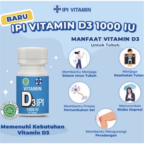 Jual Vitamin D3 1000 Ipi Botol Isi 75 Tablet Vit D Harga Ekonomis