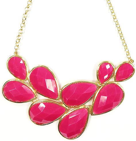 Wrapables Drop Shape Statement Necklace Hot Pink Sports