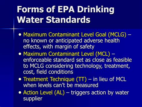 Ppt Overview Of Safe Drinking Water Standards Powerpoint Presentation