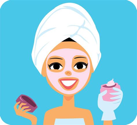 Royalty Free Rf Clipart Illustration Of A Woman Applying A Pink Facial Mask Or Cream On Her