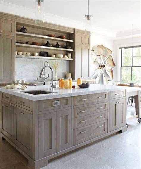 ( use more glaze than paint color.) a friend painted her wood cabinets bright cream. love the island | Stained kitchen cabinets, Modern grey ...