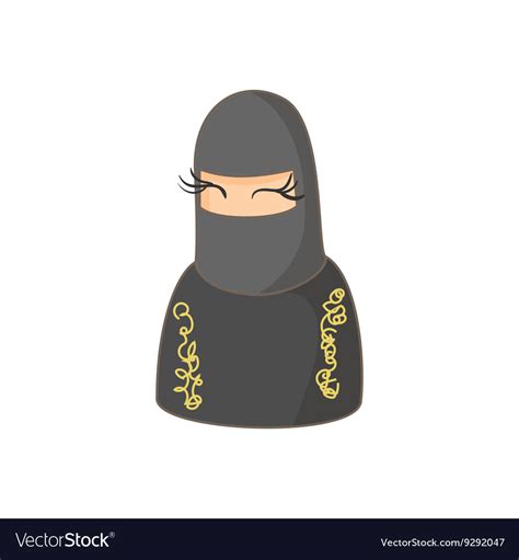Muslim Women Wearing Hijab Icon Cartoon Style Vector Image