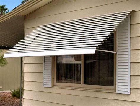 Gorgeous Diy Wood Awnings And Horizontal Slat White Aluminum Window