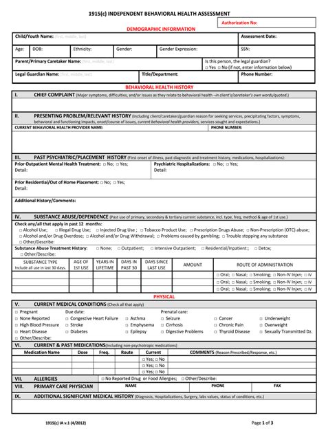 Behavioral Health Assessment Template Fill Out And Sign Online Dochub