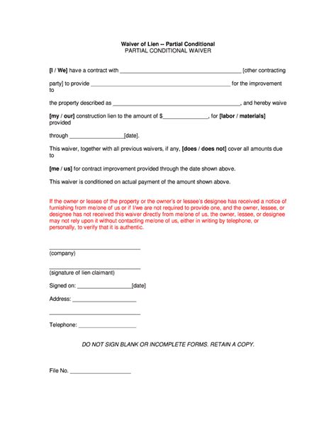Conditional Lien Waiver Form Fill Out And Sign Printable Pdf Template Images And Photos Finder