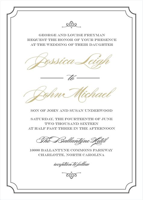 Elegant Script Wedding Invitations Traditional Wedding Invitation