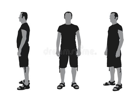 Realistic Flat Illustration Of A Man Silhouette With Shorts And Stock