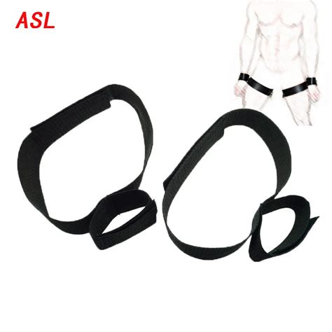 thigh and wrist cuff restraint strap system thigh connects to a wrist bondage restraint bdsm