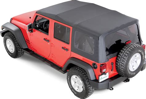 Full soft doors included on some cj5 models; QuadraTop Premium Sailcloth Replacement Soft Top in Black ...