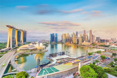 Singapore Downtown Skyline Bay Area Stock Photo Image Of Landmark