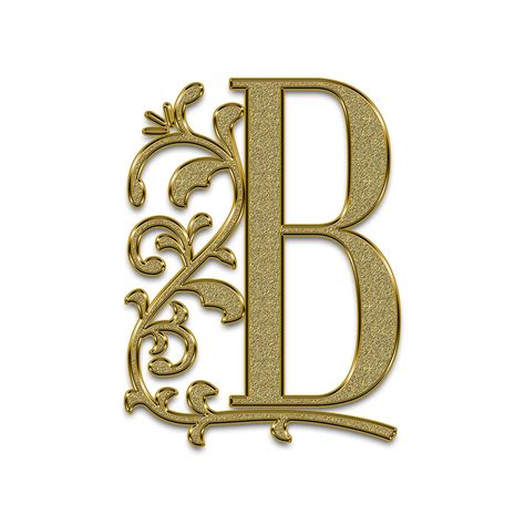The Letter B In Gold Glitter With An Ornate Design On Its Uppercase