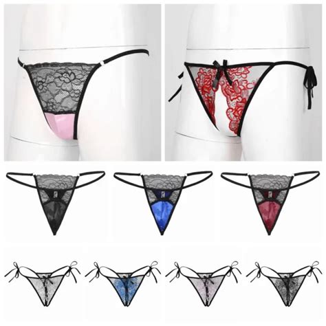 Men S Sissy Satin Lace Thong G String Panties Bikini Jockstrap Underwear Briefs 8 74 Picclick