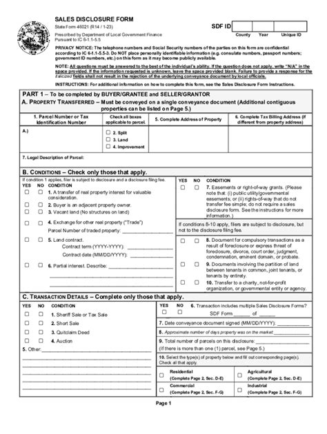 Indiana Sales Disclosure 2023 2024 Form Fill Out And Sign Printable