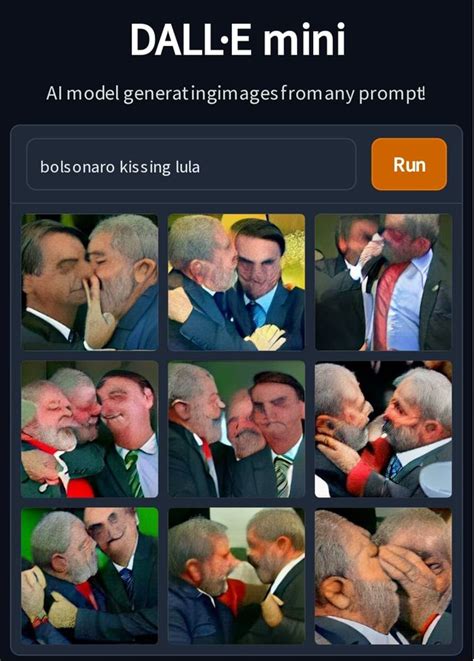 Mini Al Model Generatingimagesfromany Prompt Bolsonaro Kissing Lula Run