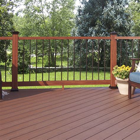 Installing handrails on stairs is the easiest way to ensure that people can move safely from the top to bottom of them. Fiberon Natural Mahogany Deck Handrail Lowes.com | Deck handrail, Deck, Mahogany decking