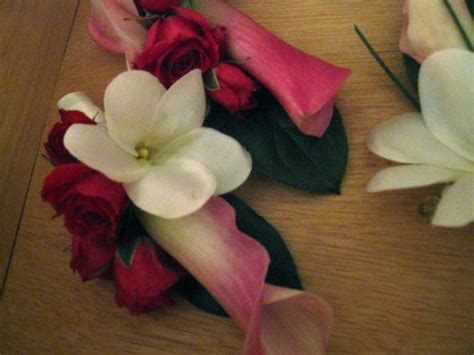 Plumeria Fuchsia Spray Roses And Pink Calla Lily Corsages Pink