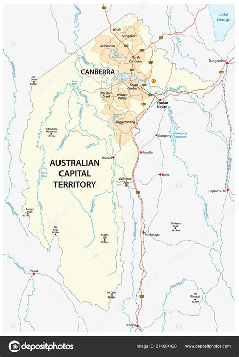 Mapa Del Territorio De La Capital Australiana Con La Capital Canberra