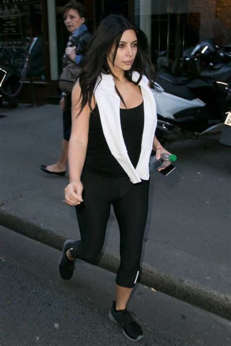 Kim Kardashian Shows Bum In See Through Leggings During Paris Gym Trip