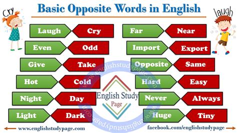 Basic Opposite Words In English English Study Page