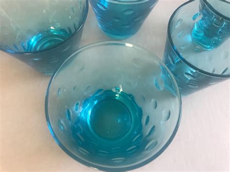 Hazel Atlas Capri Dots Glasses Turquoise Mix And Match Water Etsy