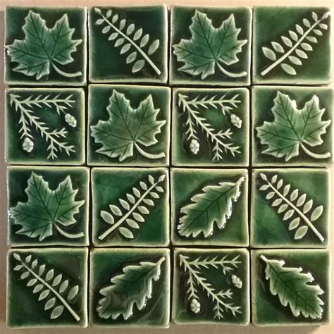 Leaf Green 2x2 Handmade Tiles Handmade Tiles Handmade Ceramic Tiles