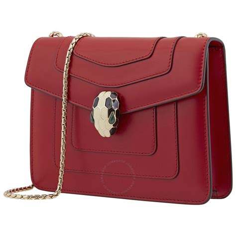Bvlgari Serpenti Forever Leather Crossbody Bag Red 287013 Handbags