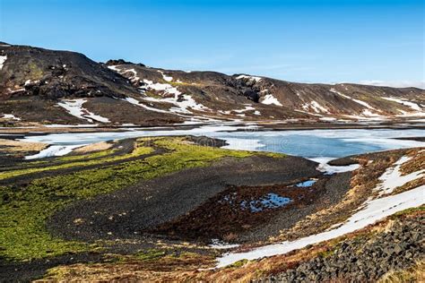 Kleifarvatn Lake In Winter In A Sunny Day Iceland Stock Image Image