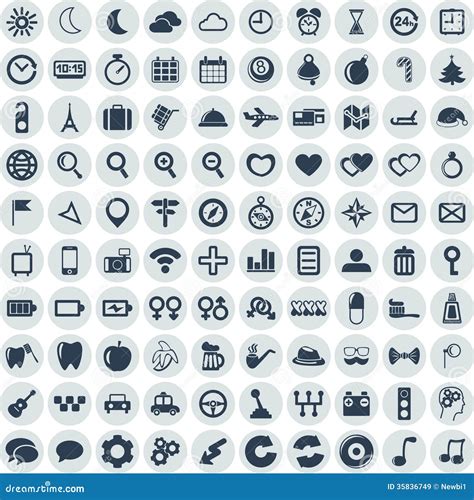 Set Of 100 Web And Mobile Icons Vector Stock Vector Illustration Of