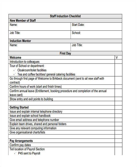 Induction Checklist 9 Examples Format Pdf Examples
