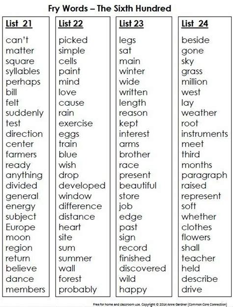 Dolch Sight Word List For 6th Grade Dottie Garners School Worksheets