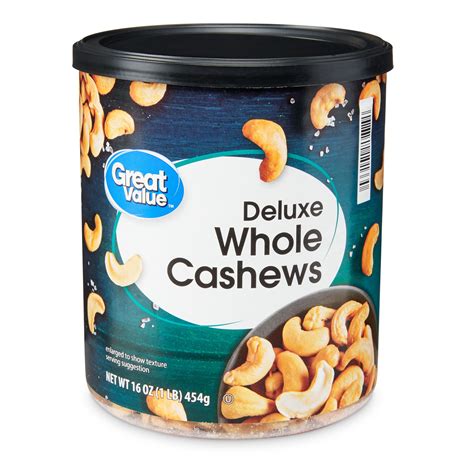 Great Value Deluxe Whole Cashews Salted 16 Oz