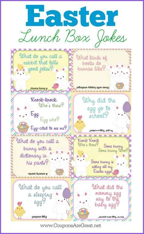 Printable Easter Lunch Box Notes Using Easter Jokes For Kids