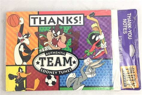 Vintage 90s Looney Tunes Thank You Cards Hallmark Taz Marvin Bugs Daffy