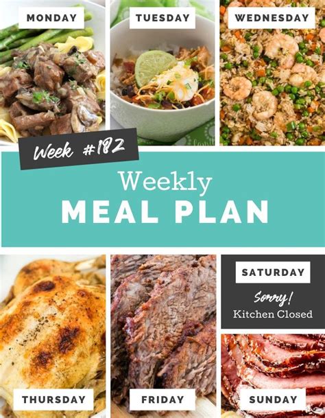 Easy Weekly Meal Plan Week 182 Easy Weekly Meals Week Meal Plan
