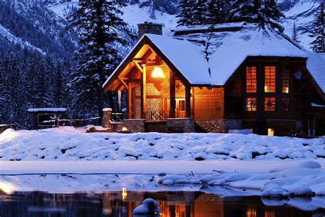 Fondos De Pantalla Noche Lago Nieve Invierno Casa Recurso Choza