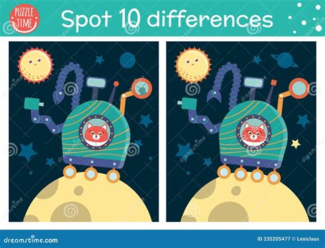Space Find Differences Game For Children Astronomy Educational