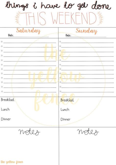 Printable Weekend Planner Planner Printable Planner Printables