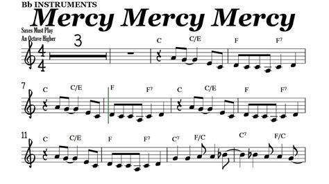 Mercy Mercy Mercy Bb Instruments Sheet Music Backing Track Play Along