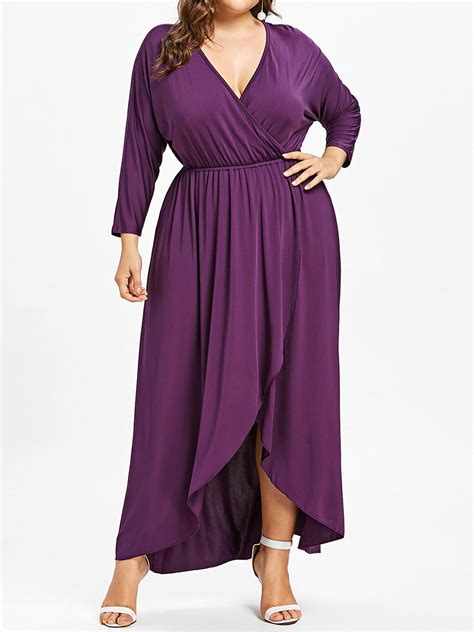 Buy Fashion Women Formal Dress Elegant Sexy V Neck Purple Long Maxi Dress Plus