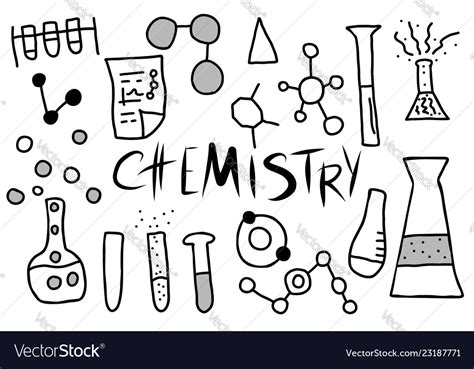 Chemistry Doodle Objects Set Royalty Free Vector Image