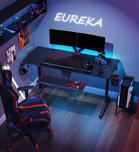 Eureka Ergonomic 55 Inch Gaming Desk I Shaped Pc Gaming Computer Desk