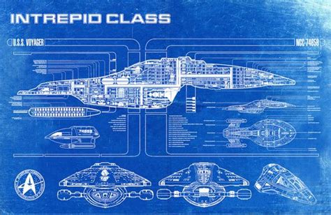 Star Trek Voyager Blueprint Art Of Intrepid Uss Voyager Class Star