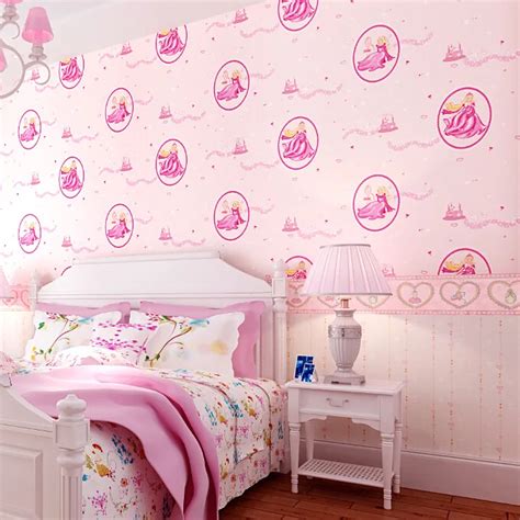 Pure Pink Disney Princess Bedroom Wallpaper Romantic Girl Childrens