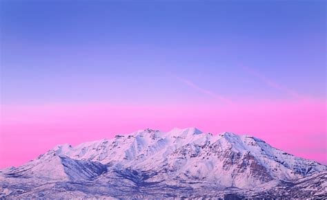Hd Wallpaper Mount Timpanogos Pink Sunset Mountain Covered By Snow