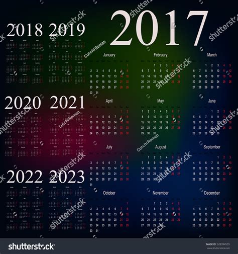 Calendar For 2017 2023 Vector Illustration 528394555 Shutterstock