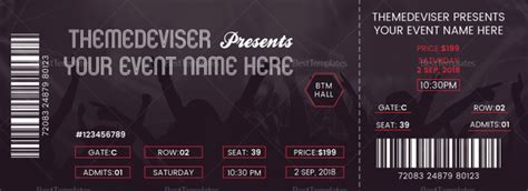 Sample Concert Ticket Design Template In Psd Word Publisher Pages