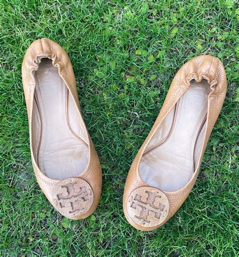 Tory Burch Minnie Travel Brown Leather Ballet Flat Womens Size 85 9