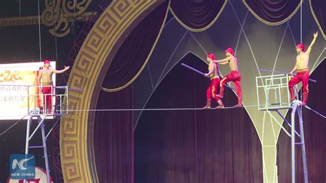 Stunts On Tightrope Fascinating Acrobatic Show Staged In C China Youtube