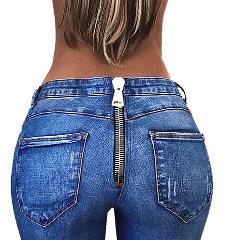 2018 Push Up Jeans For Women Zipper Back Jeans Pants Sexy Butt Lifter Skinny Jeans Woman Slim